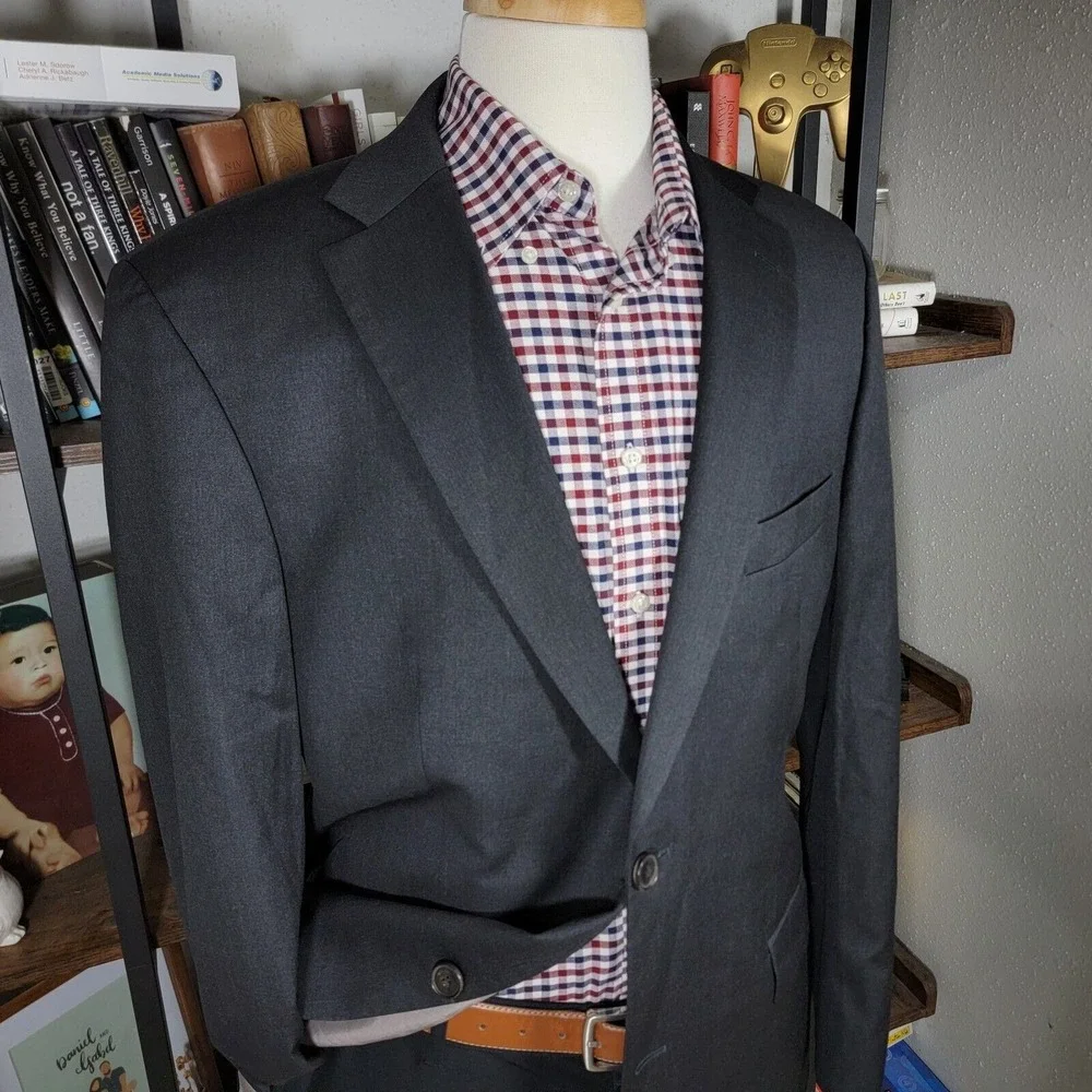 Hugo Boss Pasolinl movie Men's Sport Coat Blazer Two Button Black‎ Charcoal 42L